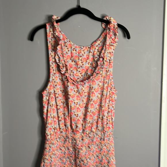 Free People Pink and Blue Floral Dress With Ruffle and Smocked Detail Size Small - Picture 5 of 9